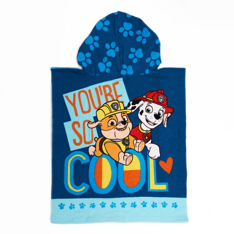 Poncho Serviette Paw Patrol - Capuche Enfant Pour Plage Ou Piscine Taille Unique