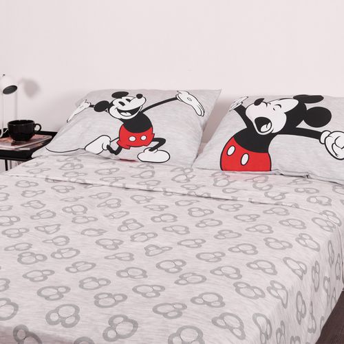 Juego de Sábanas Queen Mickey Classic Gray